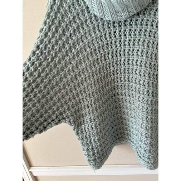 NWT Express Womens Size M Blue Green Open Knit Chunky Cowl Neck Sweater - Picture 3 of 6